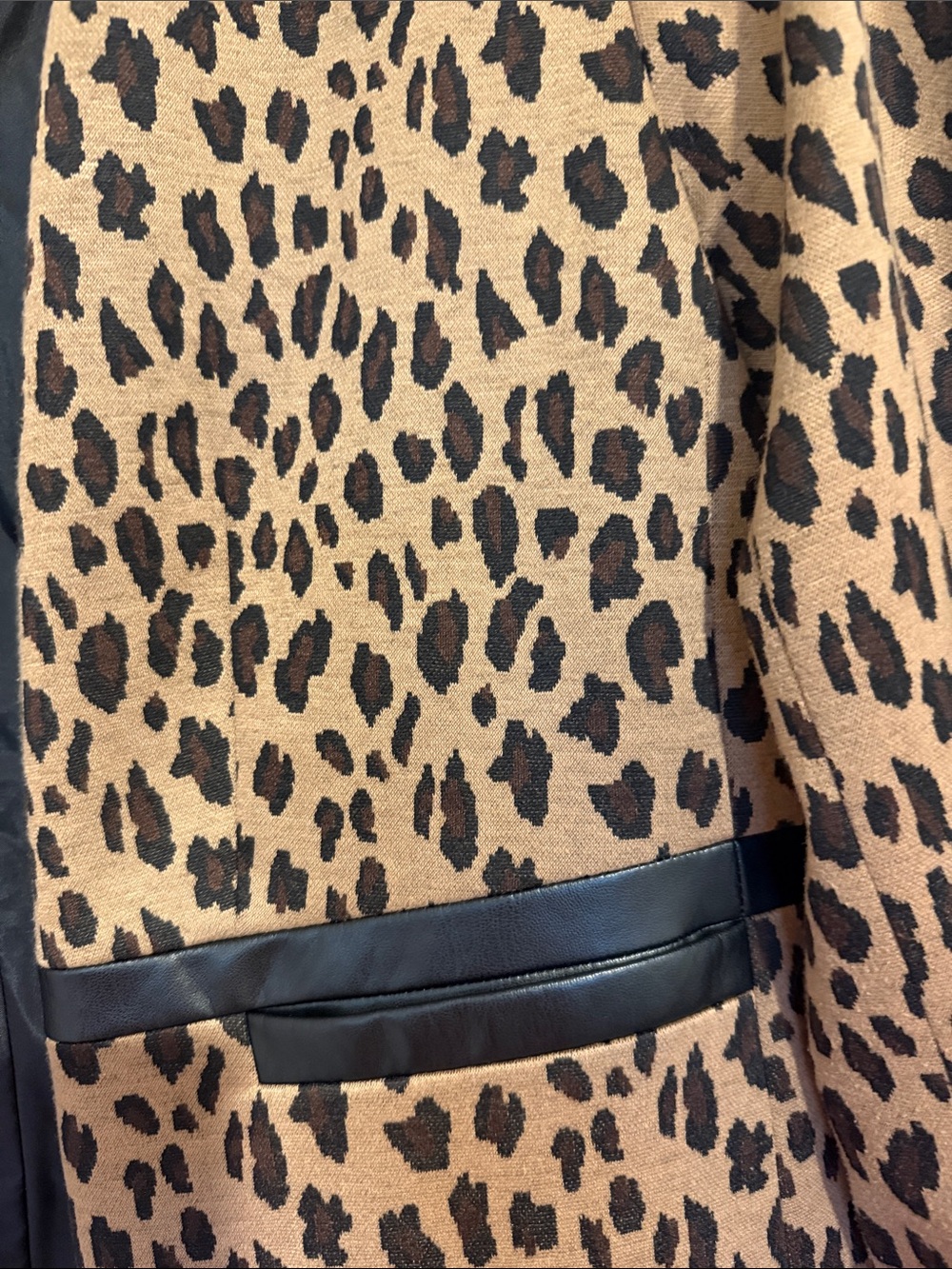 Kasper Leopard Print Jacquard Long-Sleeve Jacket - Tan/Black - Picture 3 of 5